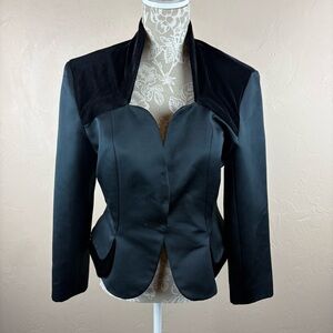 Vintage Victor Costa Black Velvet Satin Evening Jacket Sweetheart Neckline Sz 6